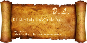 Dittrich Lóránt névjegykártya