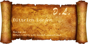 Dittrich Lóránt névjegykártya